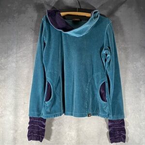 Chapati Organic Cotton‎ Cowl Neck Blue Velvet XL* Hoodie Designed In Berlin